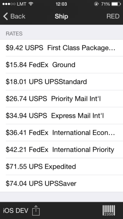 printful list of rates